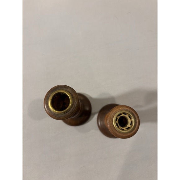 Candle Stick Holders Wooden Taper Classic Primitive Rustic Cottage~ Set of 2 - Picture 2 of 5